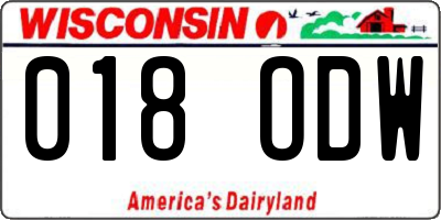 WI license plate 018ODW