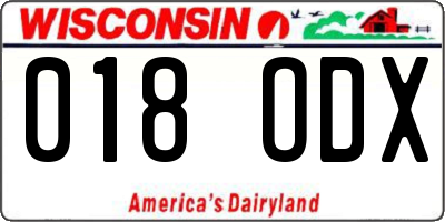 WI license plate 018ODX
