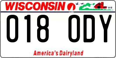 WI license plate 018ODY