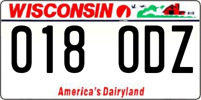 WI license plate 018ODZ