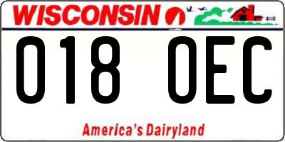 WI license plate 018OEC