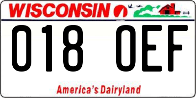 WI license plate 018OEF