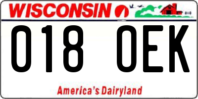 WI license plate 018OEK