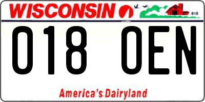 WI license plate 018OEN