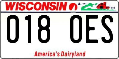 WI license plate 018OES
