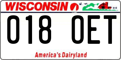WI license plate 018OET