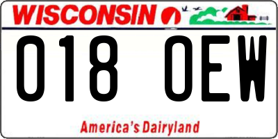 WI license plate 018OEW
