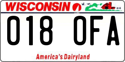 WI license plate 018OFA