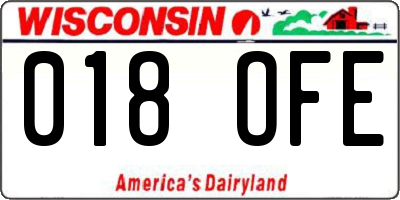 WI license plate 018OFE