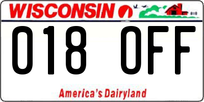 WI license plate 018OFF