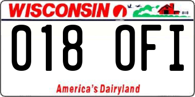WI license plate 018OFI