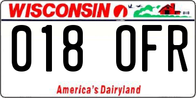 WI license plate 018OFR