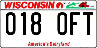 WI license plate 018OFT