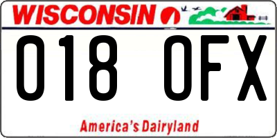 WI license plate 018OFX