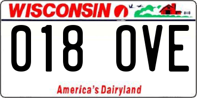 WI license plate 018OVE
