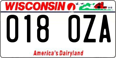 WI license plate 018OZA