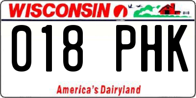 WI license plate 018PHK