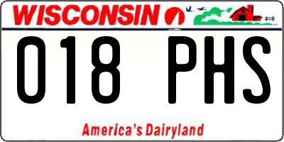 WI license plate 018PHS