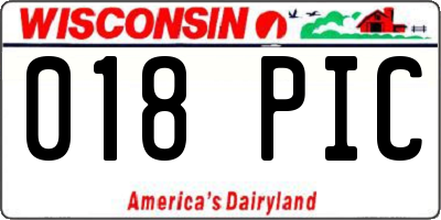 WI license plate 018PIC