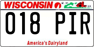 WI license plate 018PIR