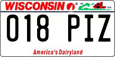WI license plate 018PIZ