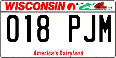 WI license plate 018PJM