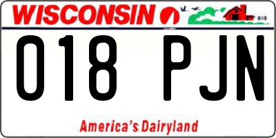 WI license plate 018PJN