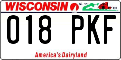 WI license plate 018PKF
