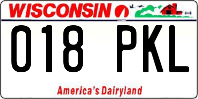 WI license plate 018PKL