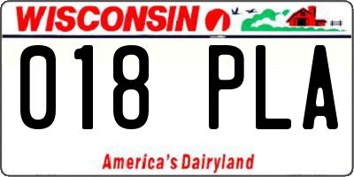 WI license plate 018PLA