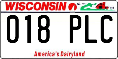 WI license plate 018PLC
