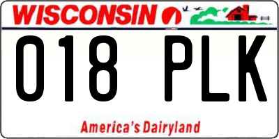 WI license plate 018PLK
