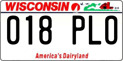 WI license plate 018PLO