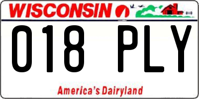 WI license plate 018PLY