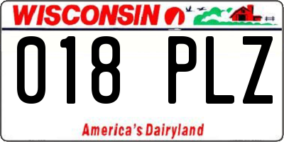 WI license plate 018PLZ