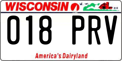 WI license plate 018PRV
