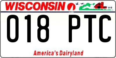 WI license plate 018PTC