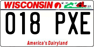 WI license plate 018PXE