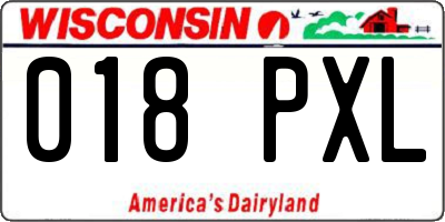 WI license plate 018PXL