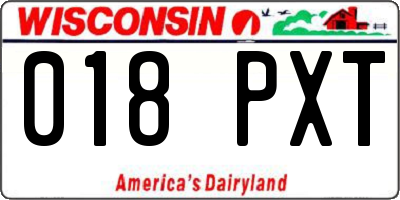 WI license plate 018PXT