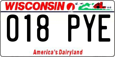 WI license plate 018PYE