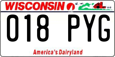 WI license plate 018PYG