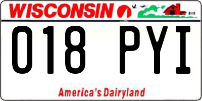 WI license plate 018PYI