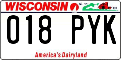 WI license plate 018PYK