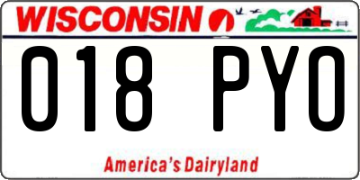 WI license plate 018PYO