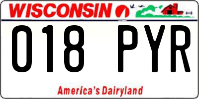 WI license plate 018PYR