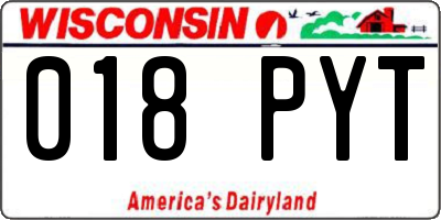 WI license plate 018PYT