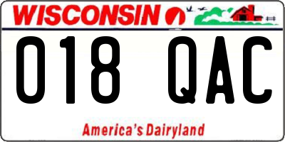 WI license plate 018QAC
