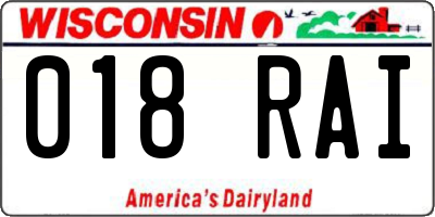 WI license plate 018RAI