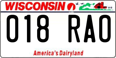 WI license plate 018RAO